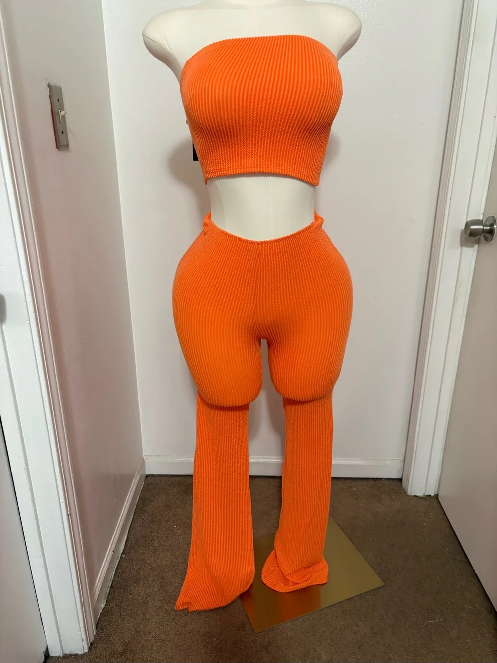Fashion Nova Orange Ribbed Matching Set NWT